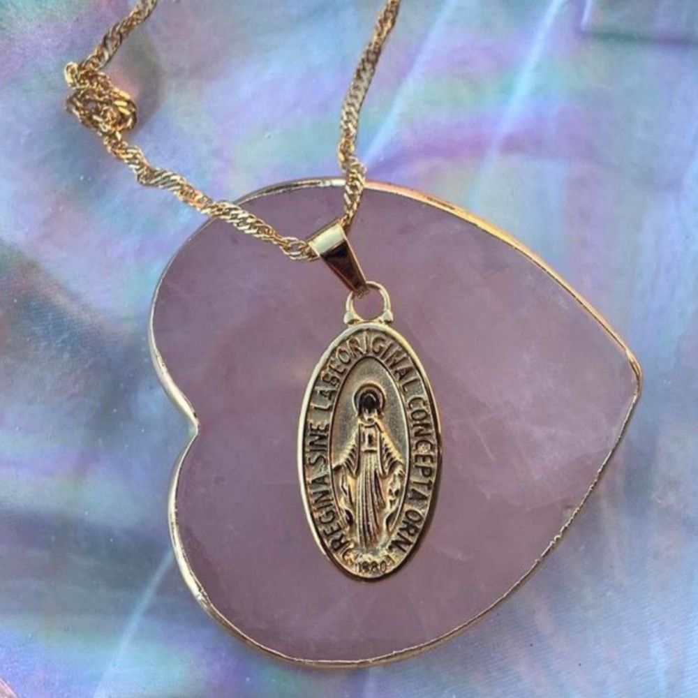 Virgin Mary Necklace 18k Gold Plated Stainless Steel